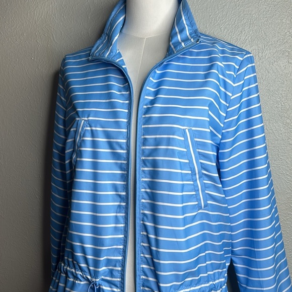 Ralph Lauren Active Sky Blue Striped Lightweight Windbreaker Zip Front Jacket M - Picture 4 of 16